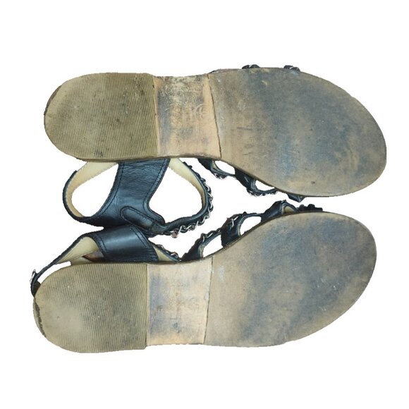 Chanel Chain CC Gladiator Sandals Black Size 39.5 $1025 - Picture 9 of 12